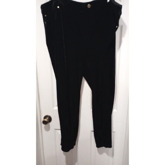 INC Pants Womens Plus Size 26W Black Velvet Velour Elastic Waist Holiday… - Picture 1 of 6